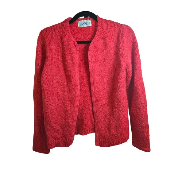 Tanner Women's Red Knit S Open Front Cardigan Layering Whimsy Goth Festival Fall - Picture 2 of 8